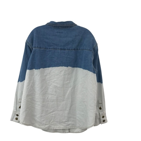 Easel Women’s Denim Shirt S Half Bleach Chambray L/S Oversized - Picture 2 of 4